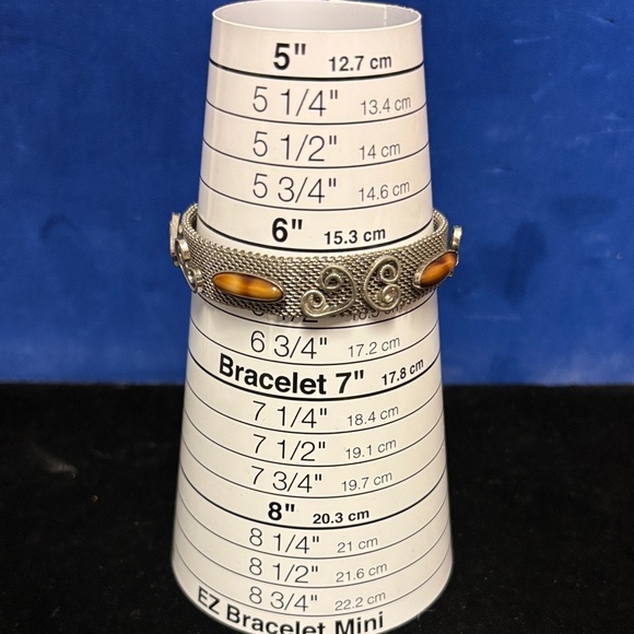 Silver-tone Mesh w/ Tiger Eye Buckle Bracelet - Picture 9 of 11